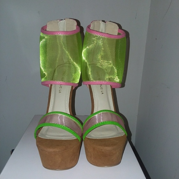 FIRM$ SHOE REPUBLIC COLORBLOCK MESH STILETTO HEELS - Picture 7 of 7